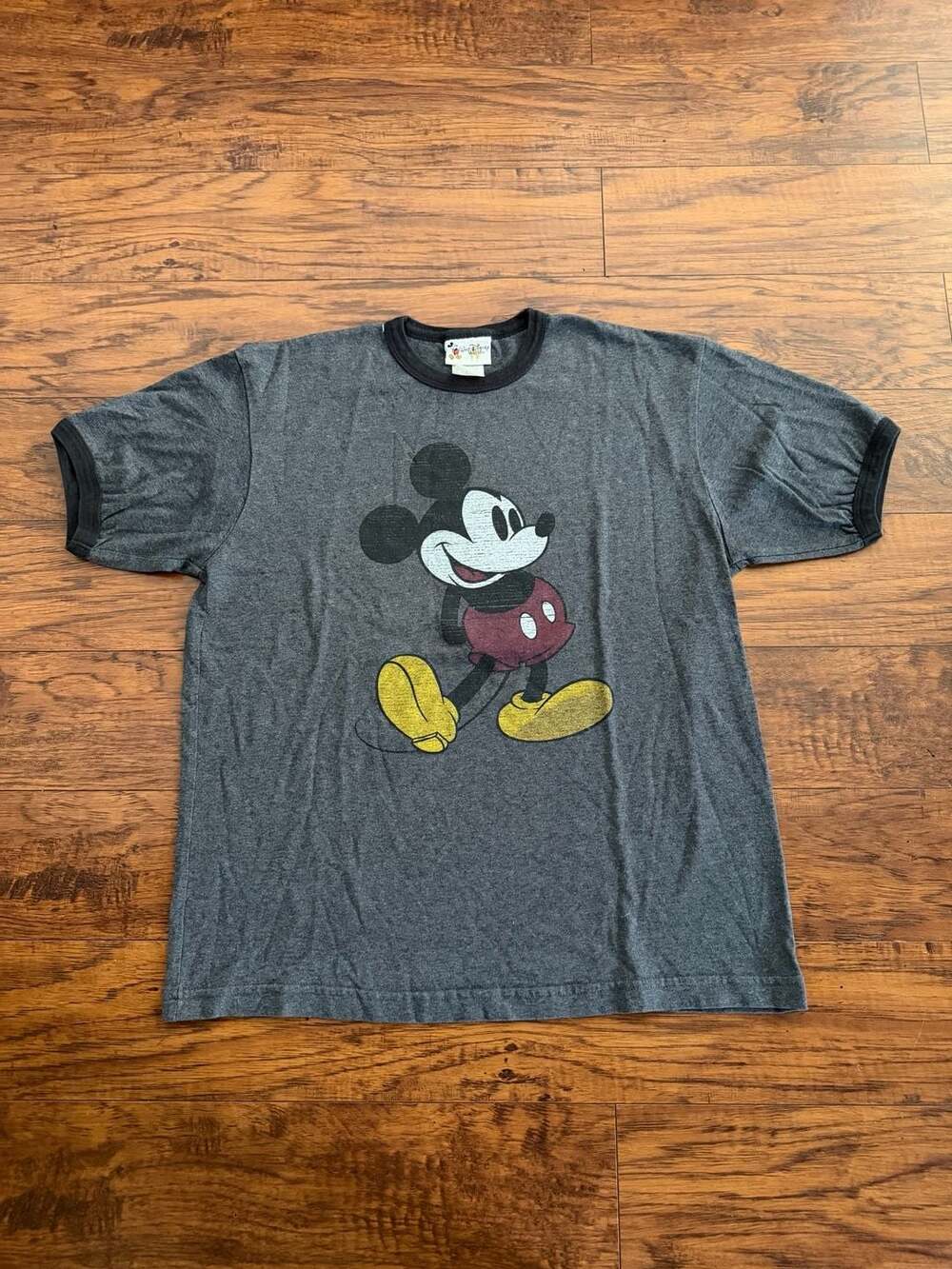 Walt Disney World Vintage Mickey Mouse Grey Ringer T-Shirt Size M